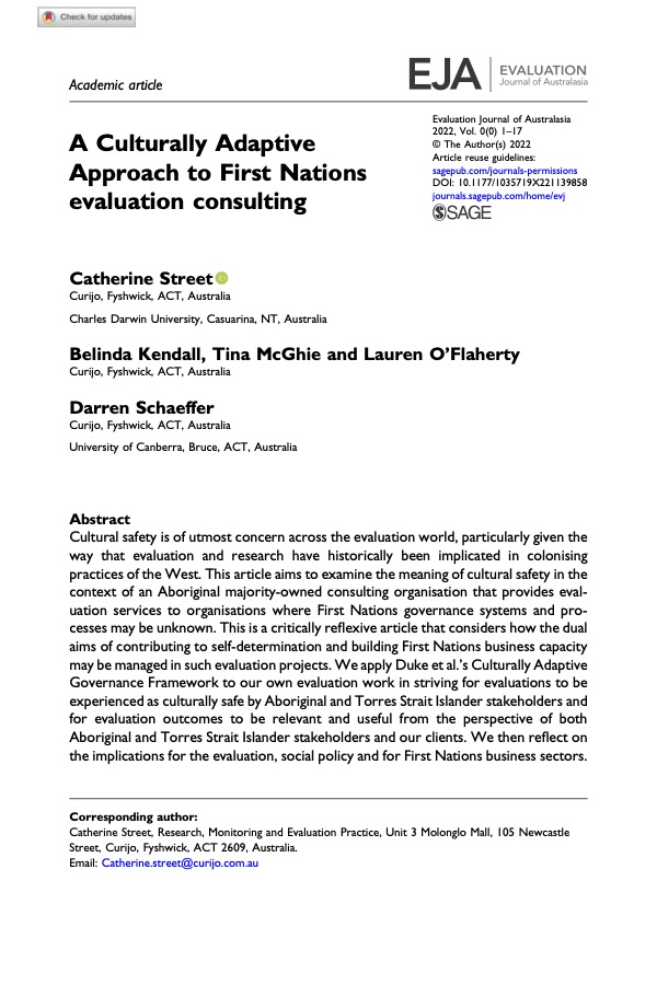 Published in the Evaluation Journal of Australasia