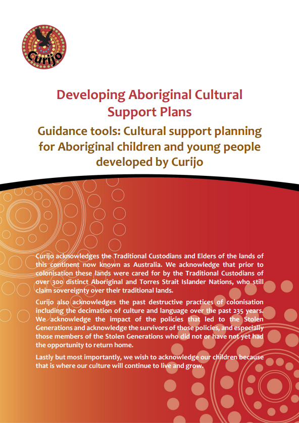Developing Aboriginal Cultural Support Plans Guidance tool