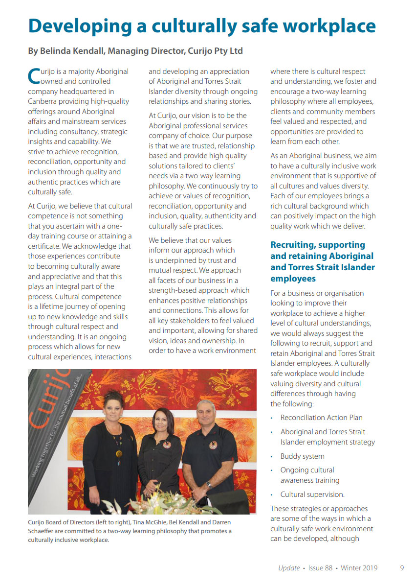 Developing a culturally safe workplace