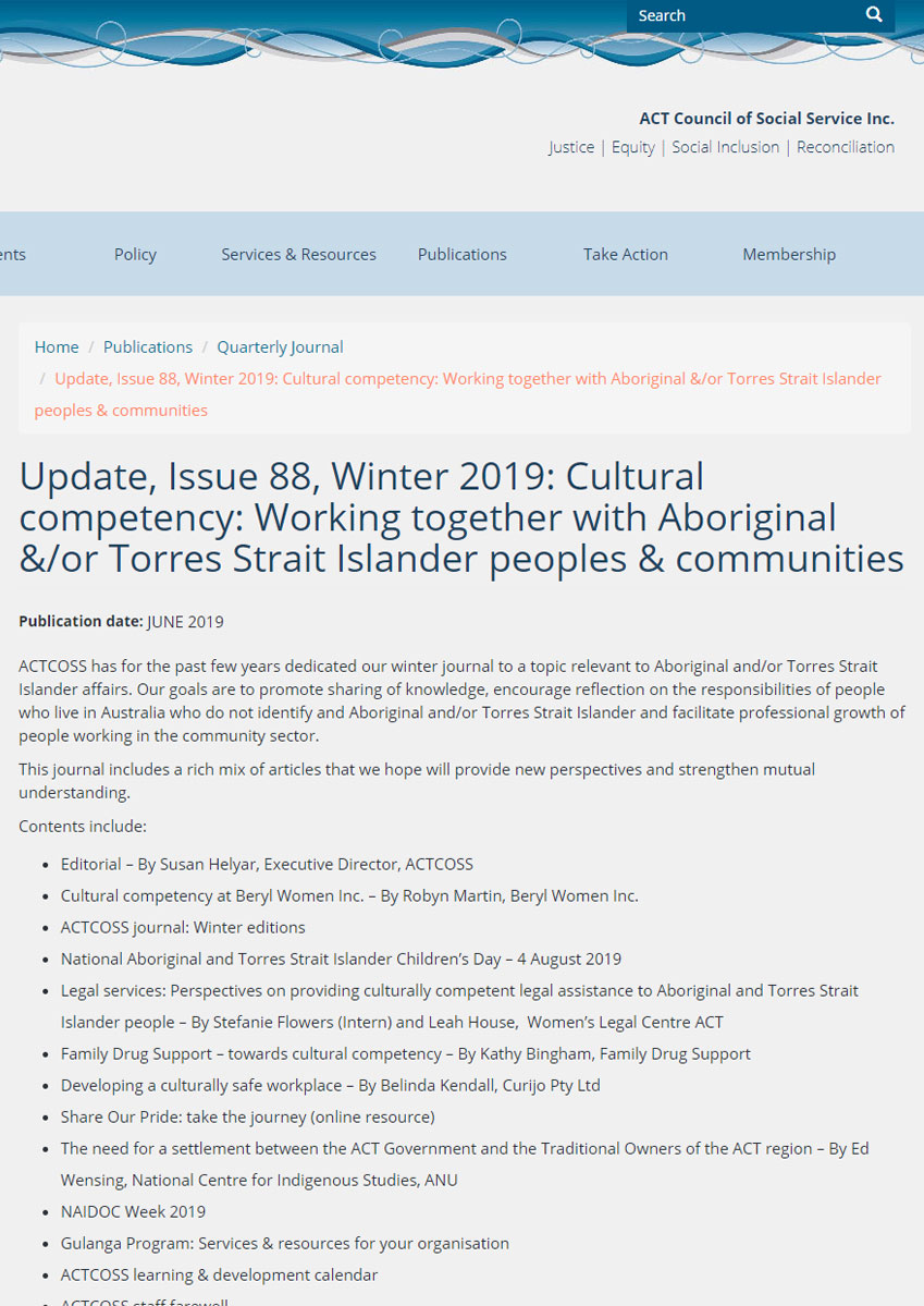 Working together with Aboriginal &/or Torres Strait Islander peoples & communities